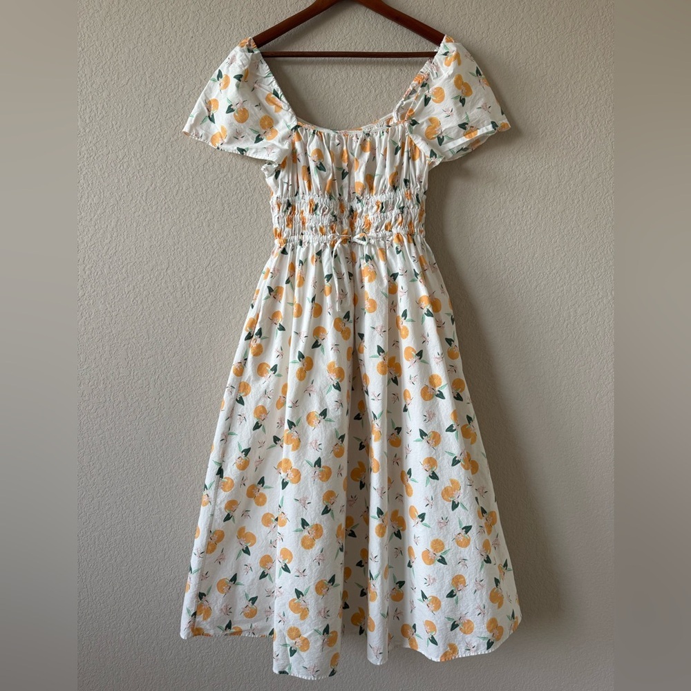 Kate Spade Orange Toss Square-Neck Midi Dress - Picture 3 of 9
